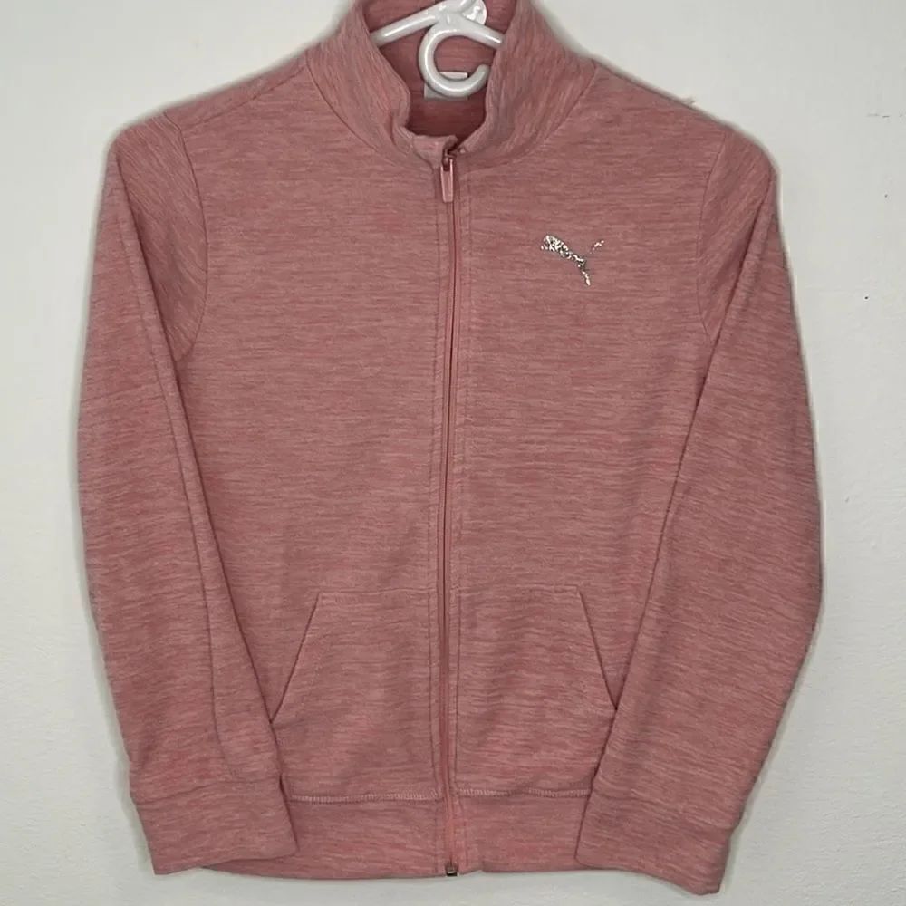 Puma Fleece Zip up jacket.  Size Girls L (12-14). Glitter puma emblem.